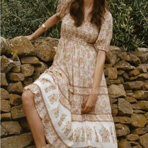 Spell Juniper Shirred Midi